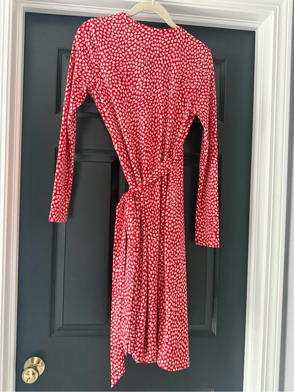 Ann Taylor Red Printed Wrap Dress with Tie Waist - Picture 7 of 7